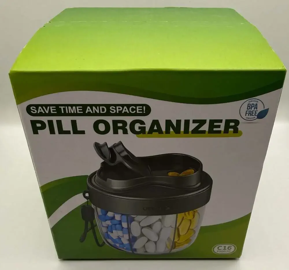 Fsmartmax 7-Slot Portable Pill Organizer with Wide Mouth and 20 Labels